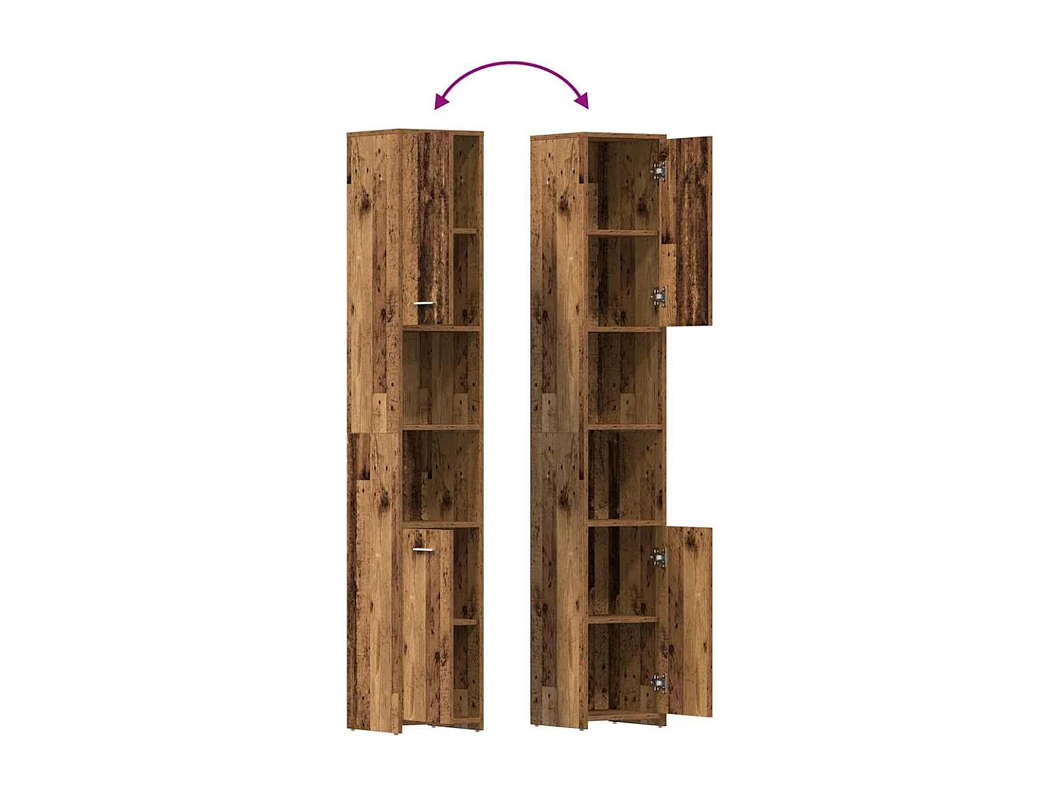 Armoire salle de bain vieux bois 30x30x183,5 cm bois ingénierie