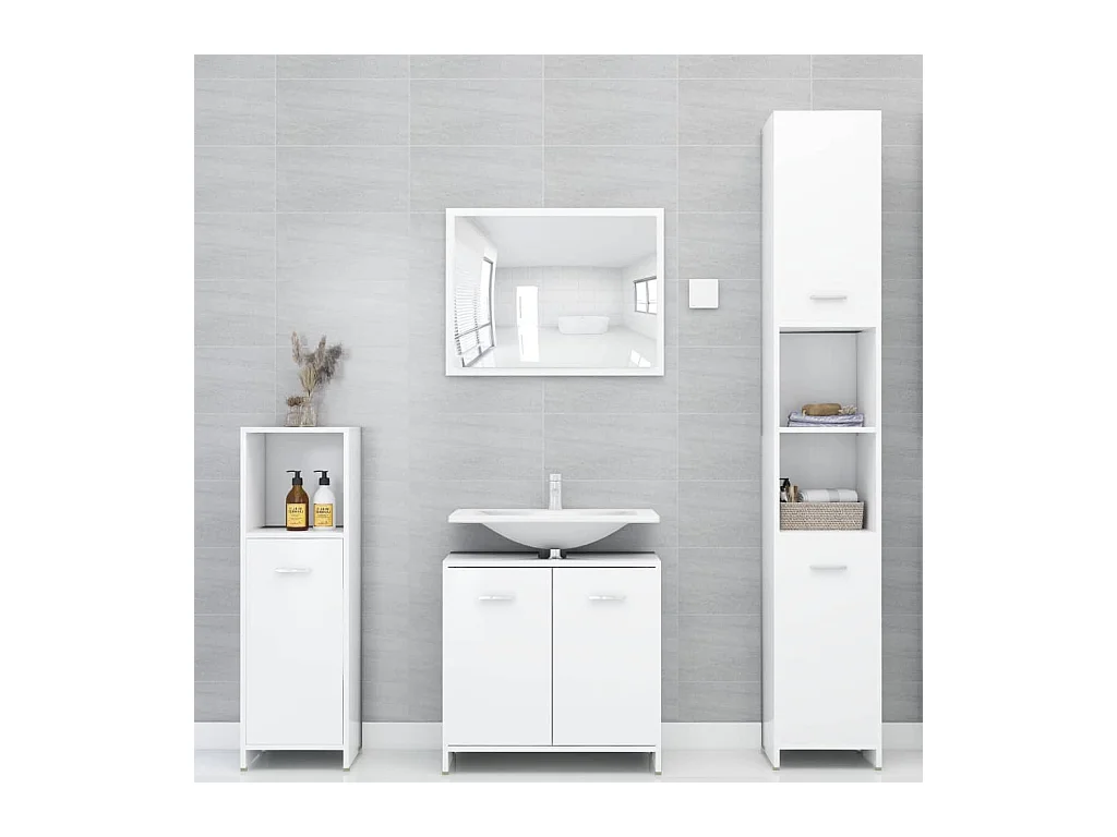 Mueble de baño Blanco 30x30x95 cm Madera de ingeniería