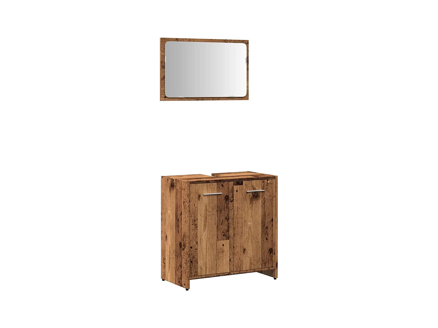 Armoire de salle de bain et miroir vieux bois bois d'ingénierie