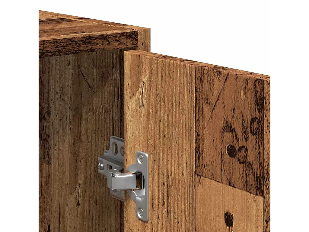 Badkamerkast en spiegel van oud hout, bewerkt hout