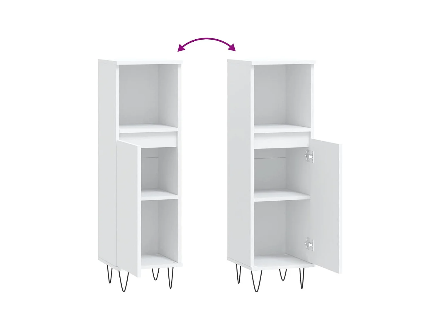 Witte badkamerkast 30x30x100 cm van bewerkt hout