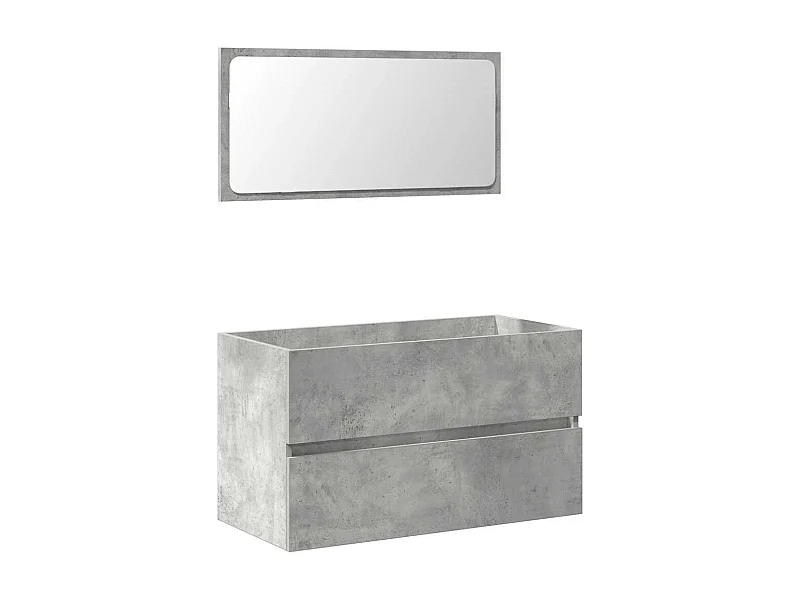 Badkamermeubel met spiegel in betongrijs bewerkt hout