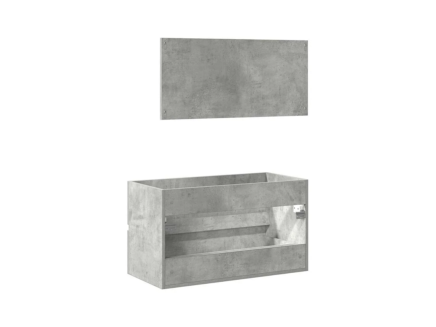 Badkamermeubel met spiegel in betongrijs bewerkt hout