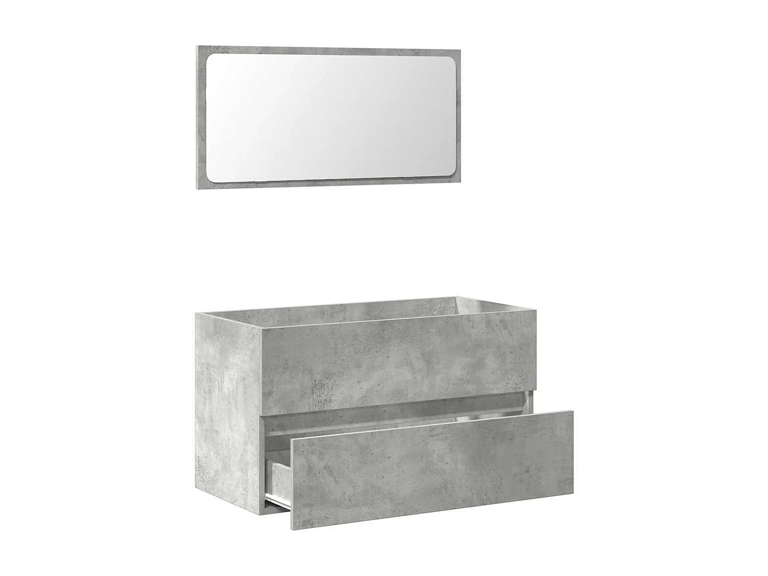 Badkamermeubel met spiegel in betongrijs bewerkt hout