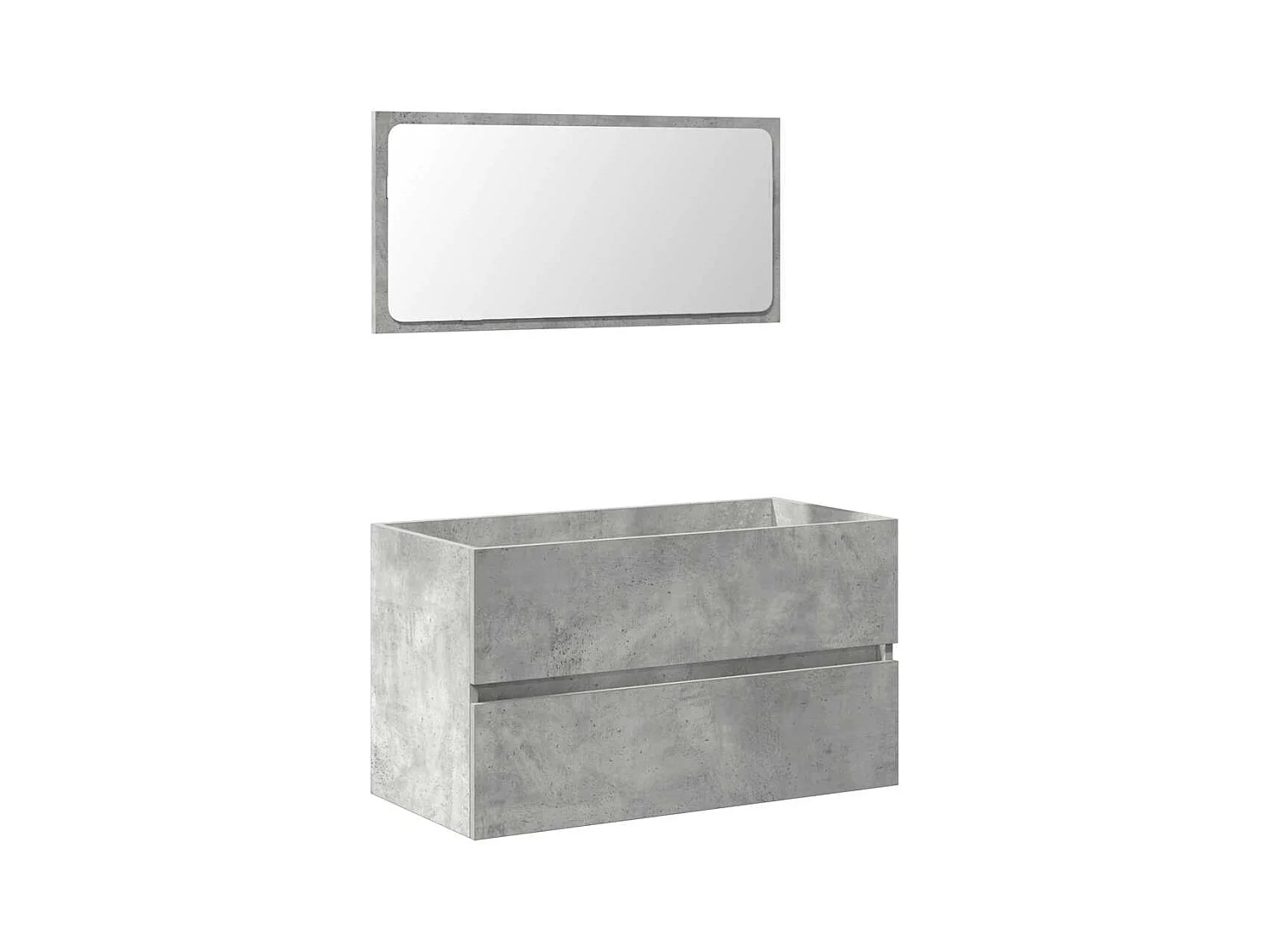 Armoire de bain avec miroir gris béton bois d'ingénierie