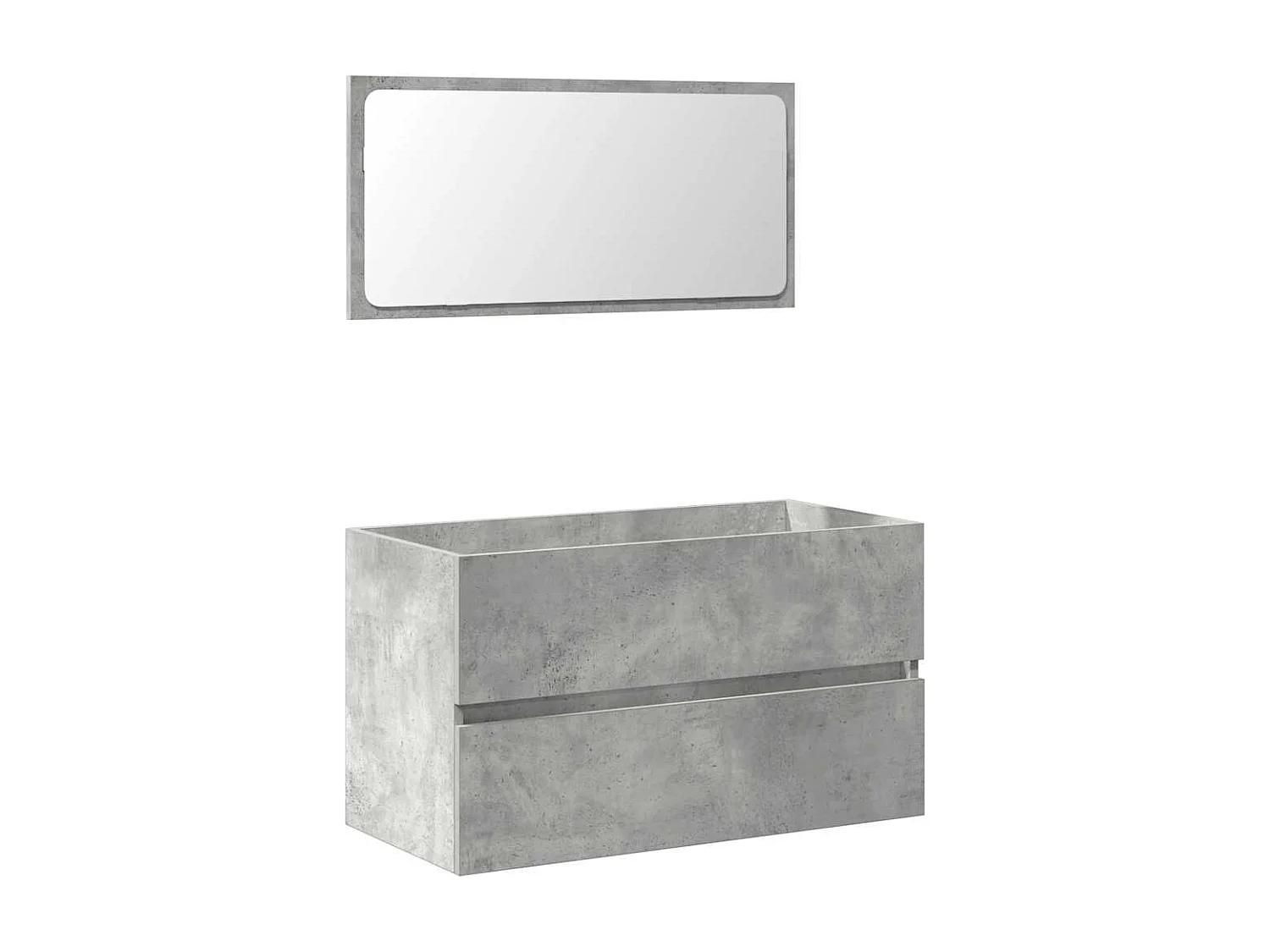 Badkamermeubel met spiegel in betongrijs bewerkt hout