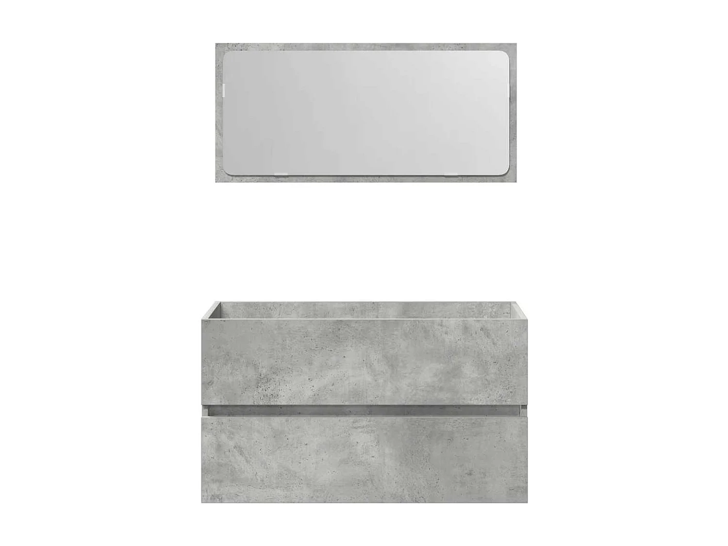 Badkamermeubel met spiegel in betongrijs bewerkt hout