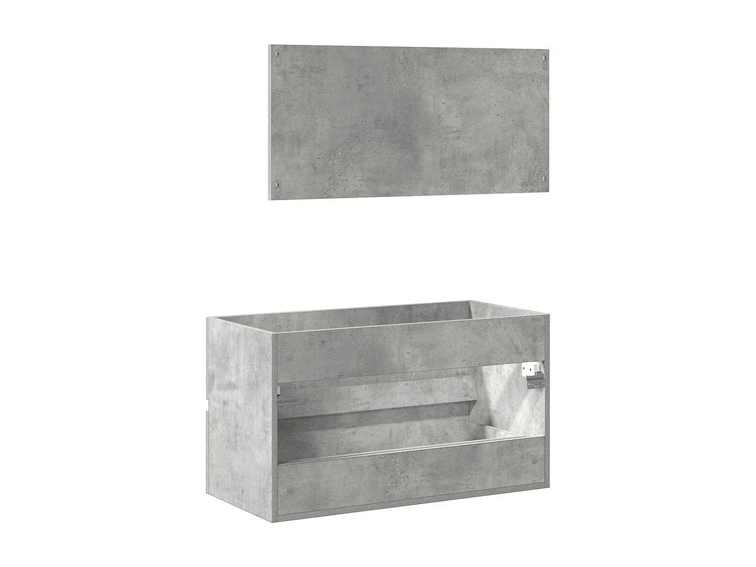 Badkamermeubel met spiegel in betongrijs bewerkt hout