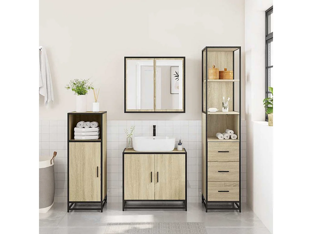 Mueble de baño roble Sonoma 35x37,5x166 cm