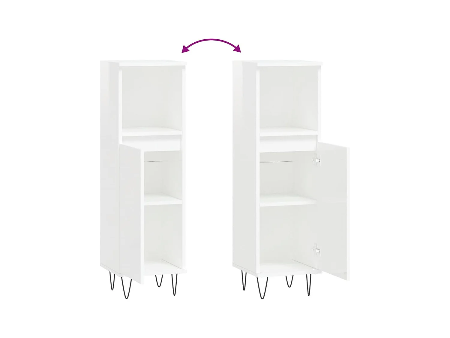 Badkamermeubel in glanzend wit 30x30x100 cm