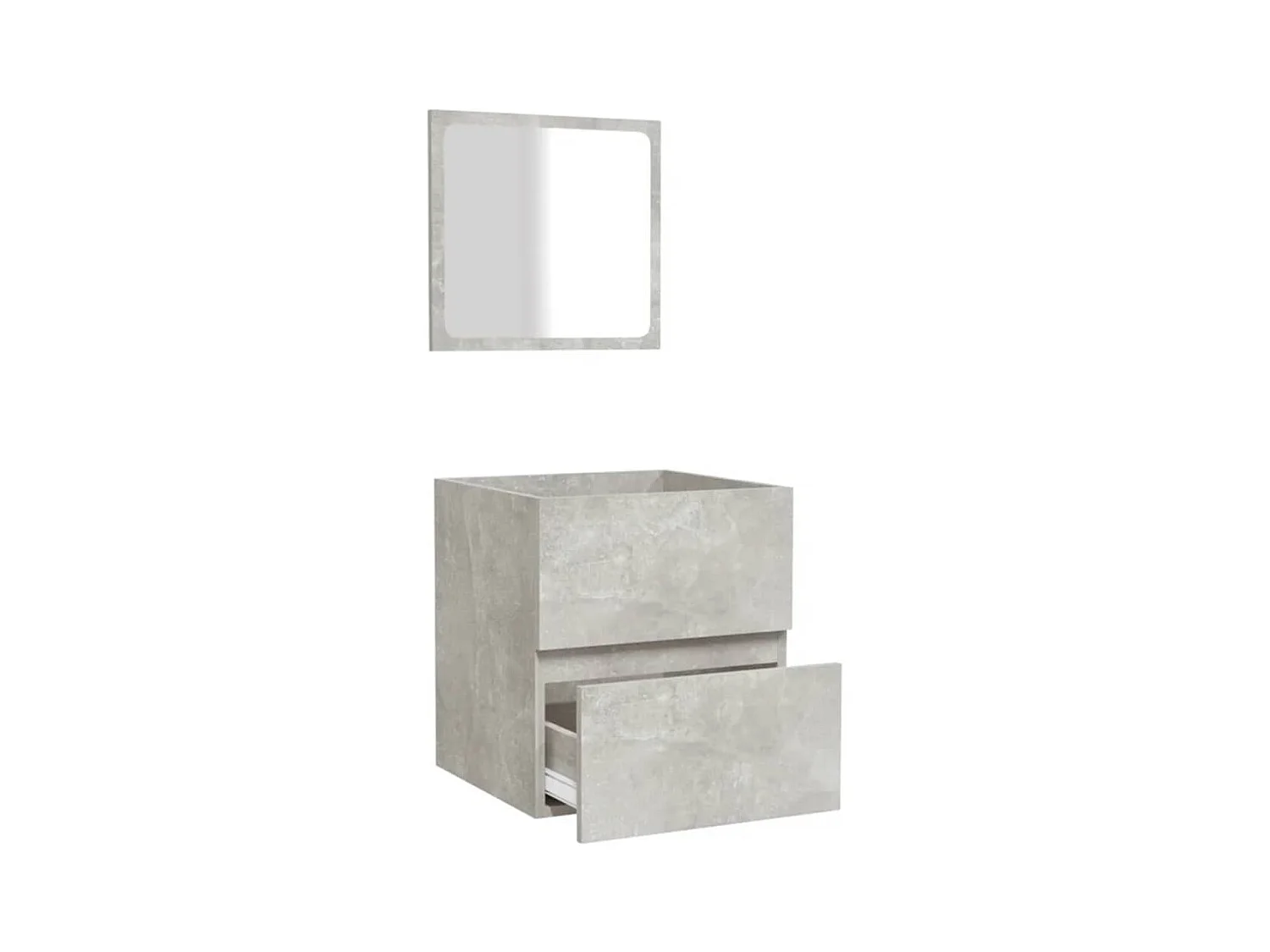 Badkamermeubel met spiegel in betongrijs bewerkt hout