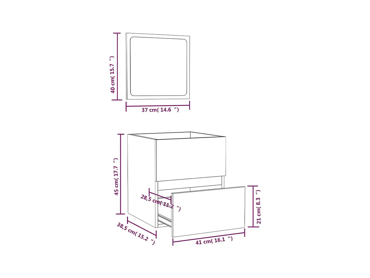 Badkamermeubel met spiegel in betongrijs bewerkt hout