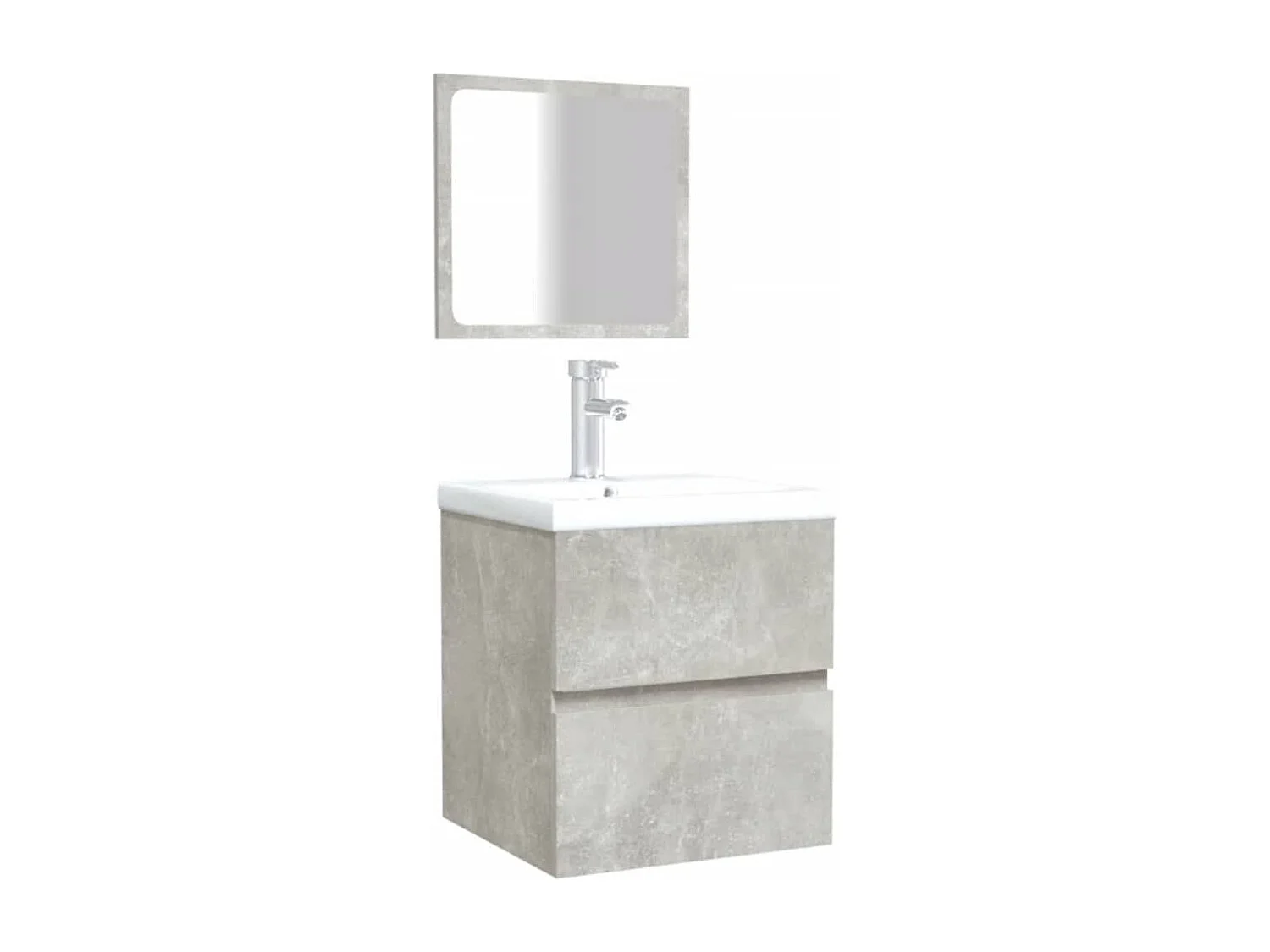 Badkamermeubel met spiegel in betongrijs bewerkt hout