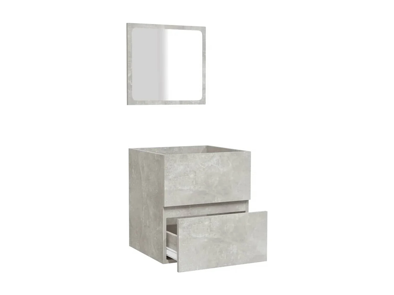 Badkamermeubel met spiegel in betongrijs bewerkt hout