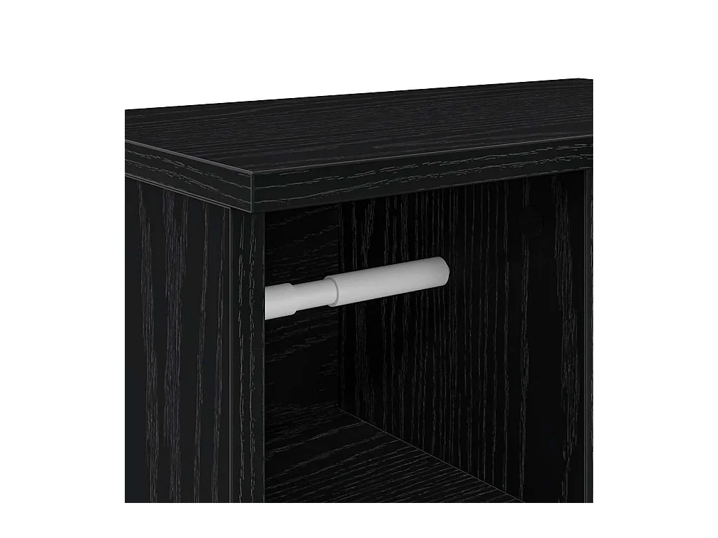 Mobiletto da bagno con portarotolo nero 39x22x90 cm