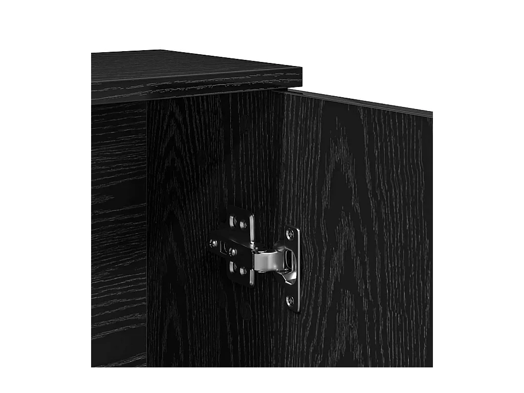 Mobiletto da bagno con portarotolo nero 39x22x90 cm