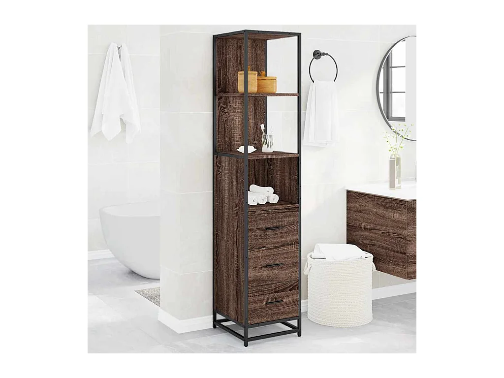 Badkamerkast bruin eiken 35x37,5x166 cm