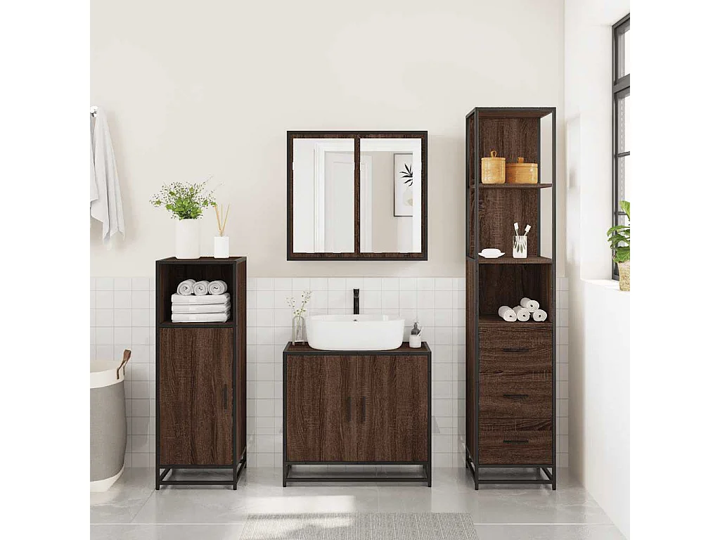 Mueble de baño roble marrón 35x37,5x166 cm