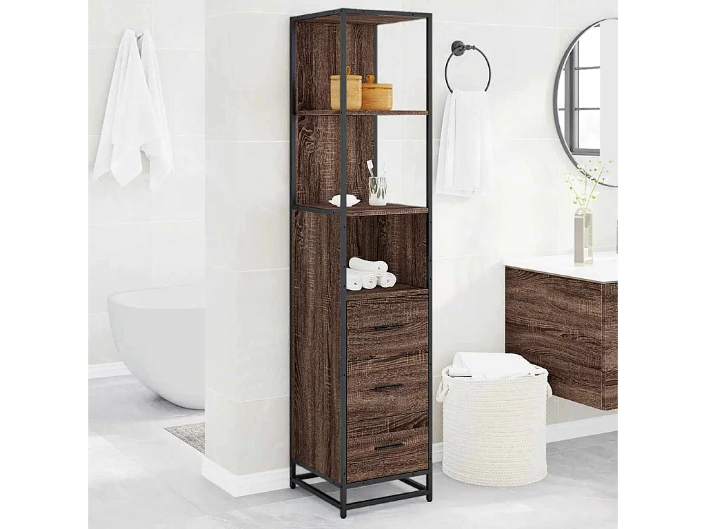 Mueble de baño roble marrón 35x37,5x166 cm