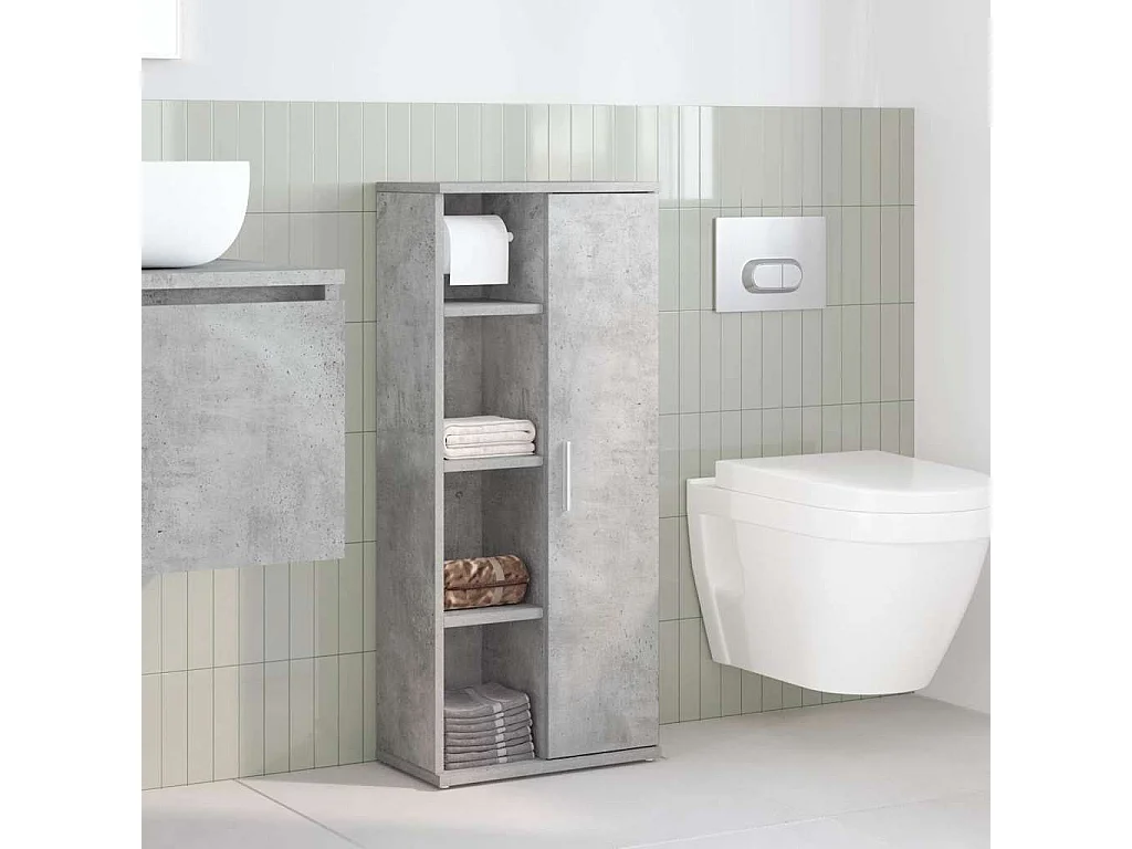 Mueble de baño con portarrollos de color gris hormigón
