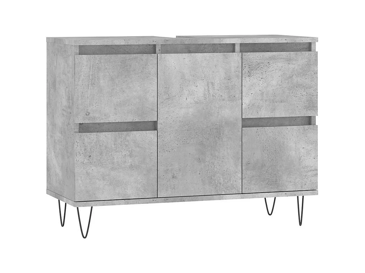 Mueble de baño gris hormigón 80x33x60cm madera de ingeniería