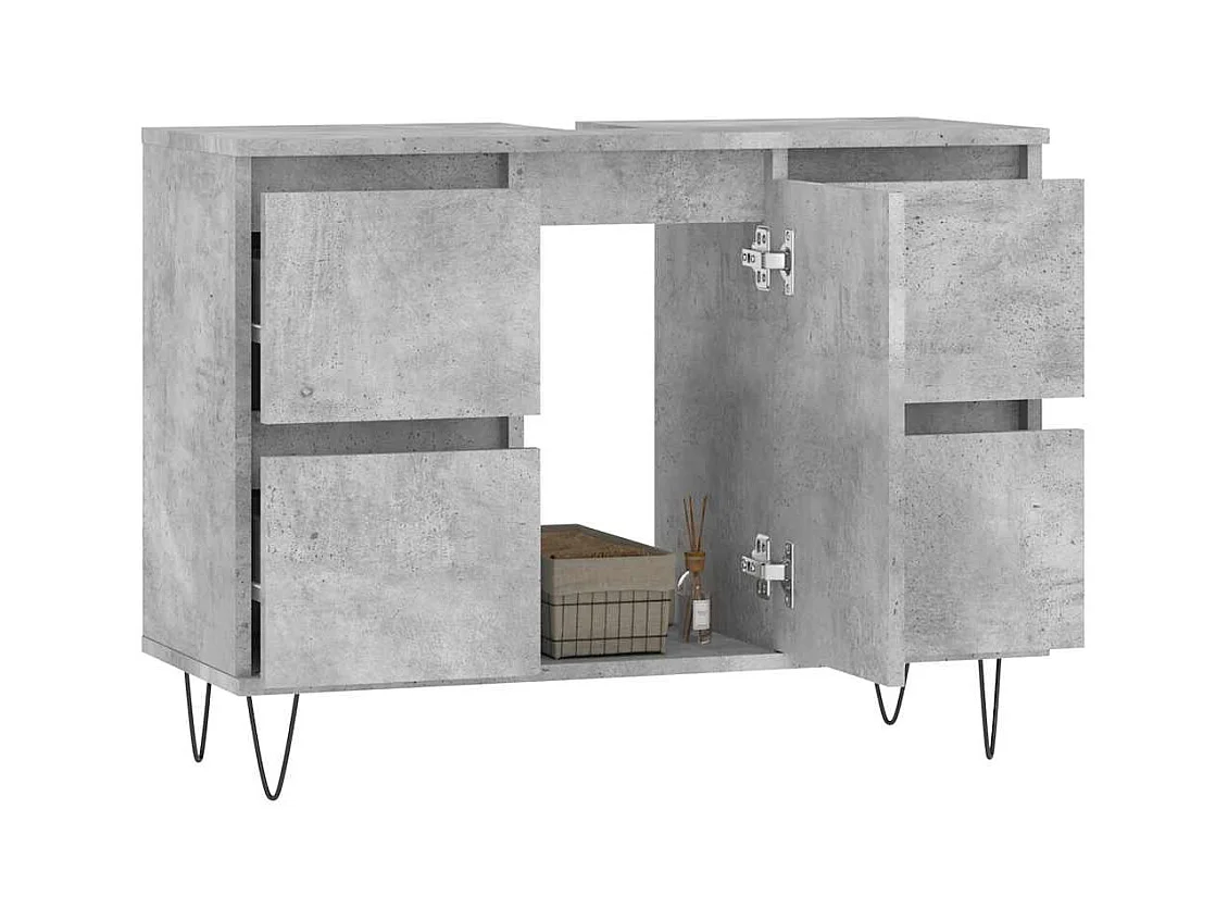 Mueble de baño gris hormigón 80x33x60cm madera de ingeniería