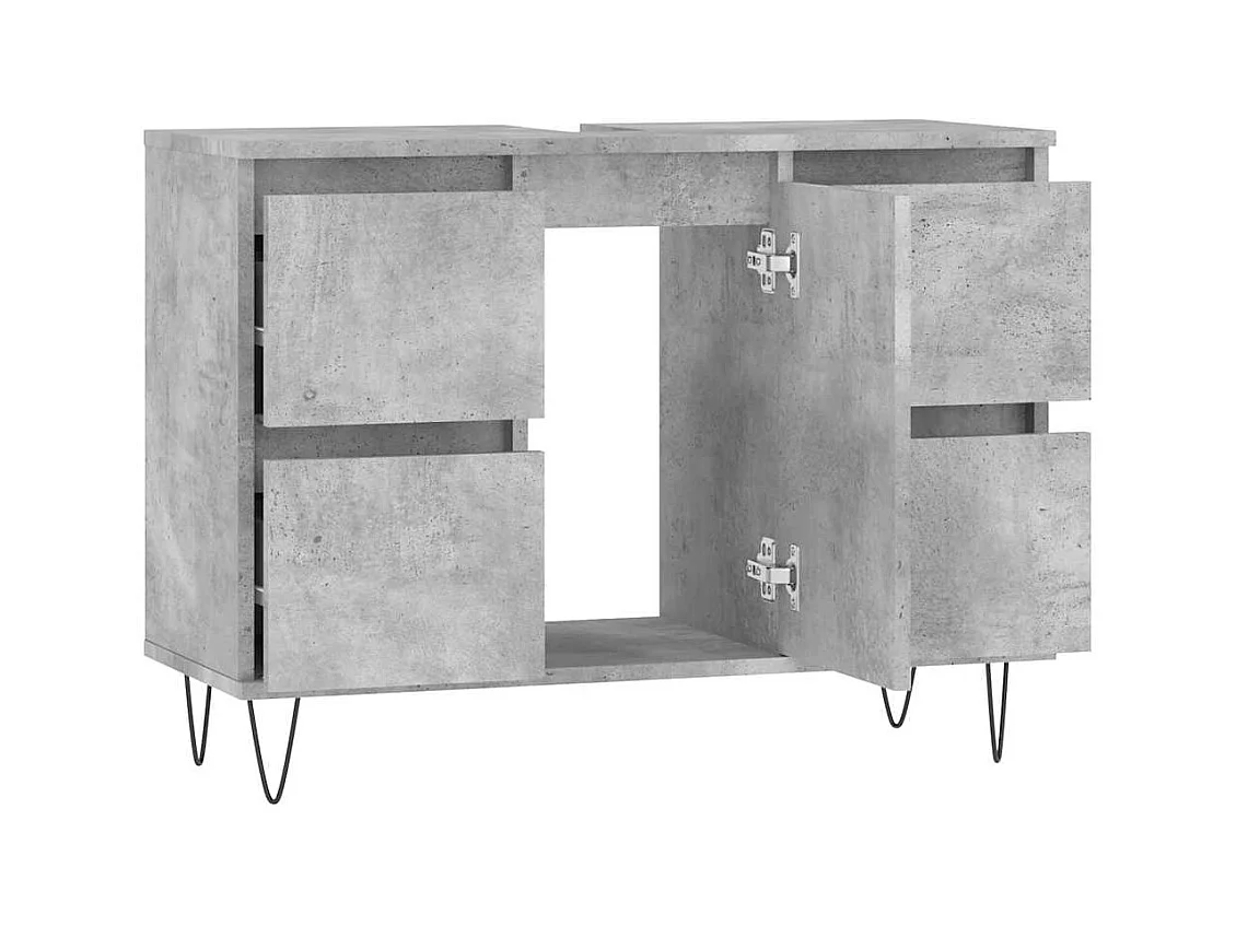 Mueble de baño gris hormigón 80x33x60cm madera de ingeniería