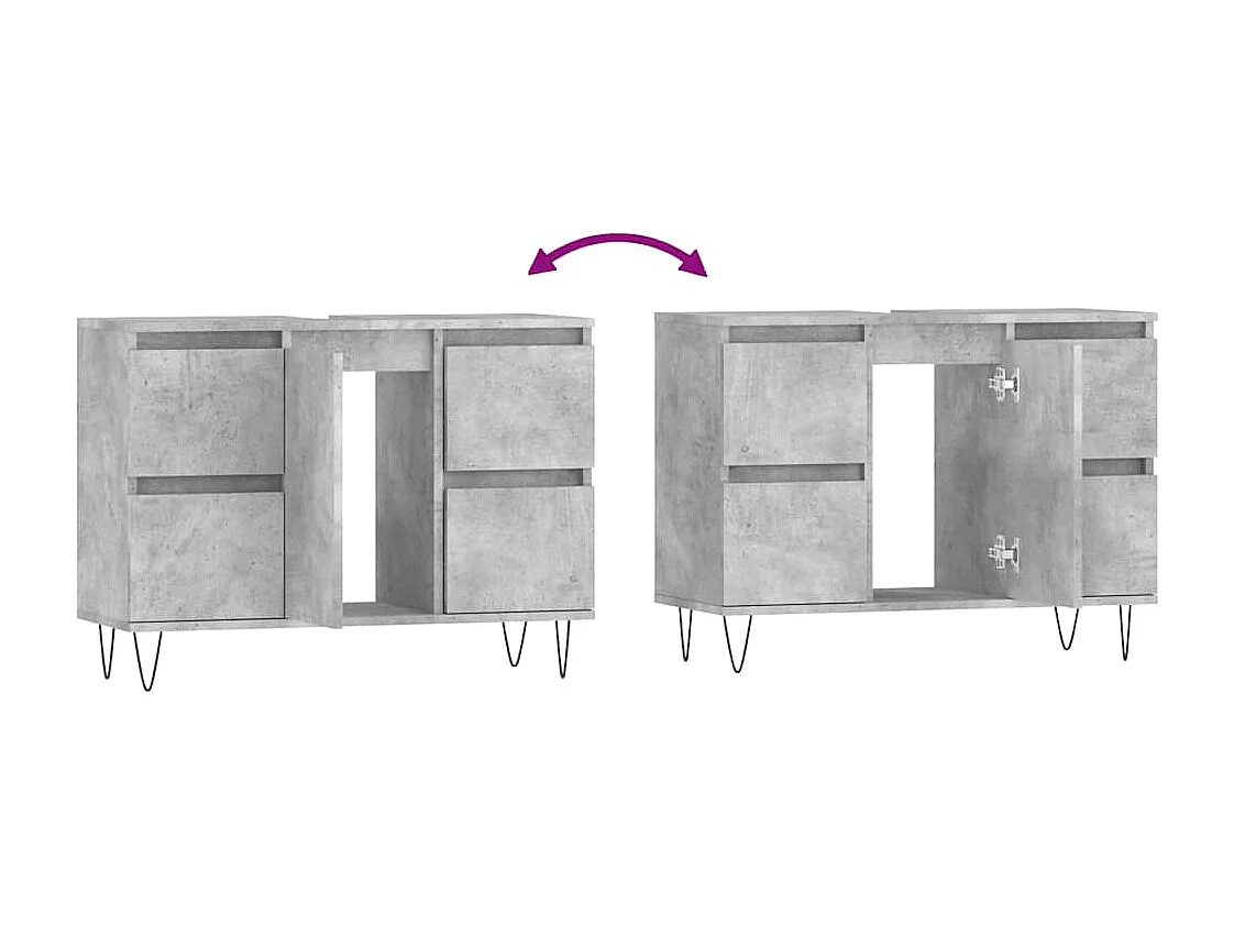 Mueble de baño gris hormigón 80x33x60cm madera de ingeniería