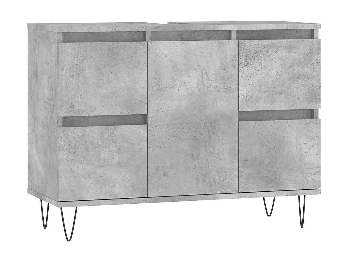 Mueble de baño gris hormigón 80x33x60cm madera de ingeniería