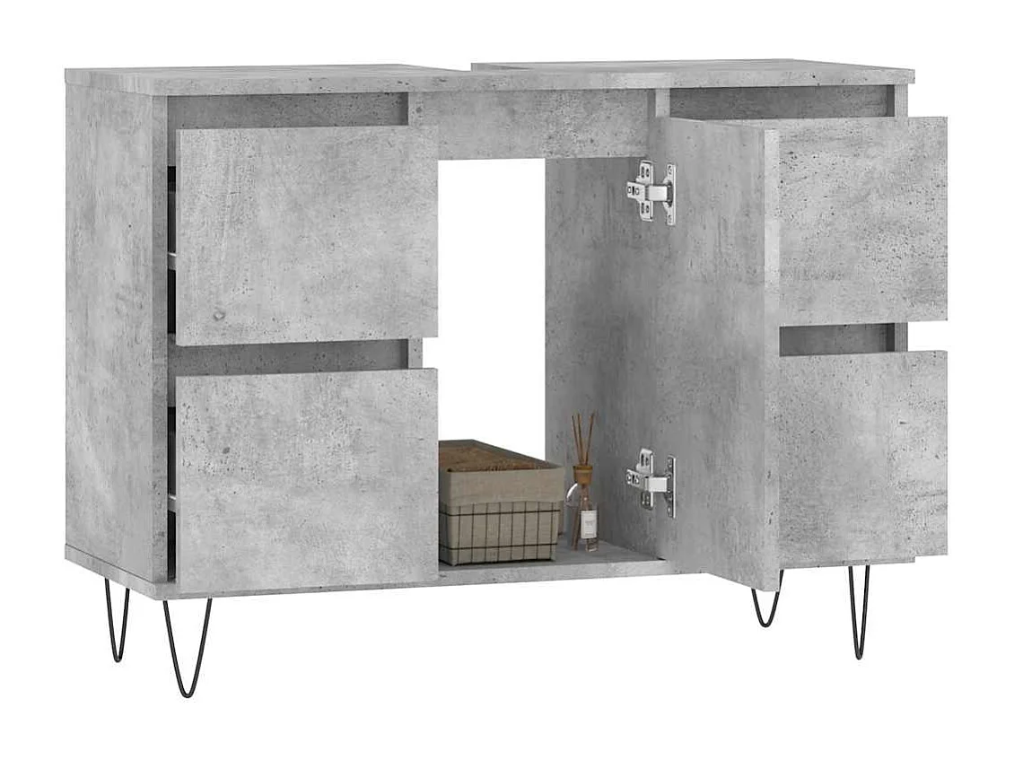 Mueble de baño gris hormigón 80x33x60cm madera de ingeniería