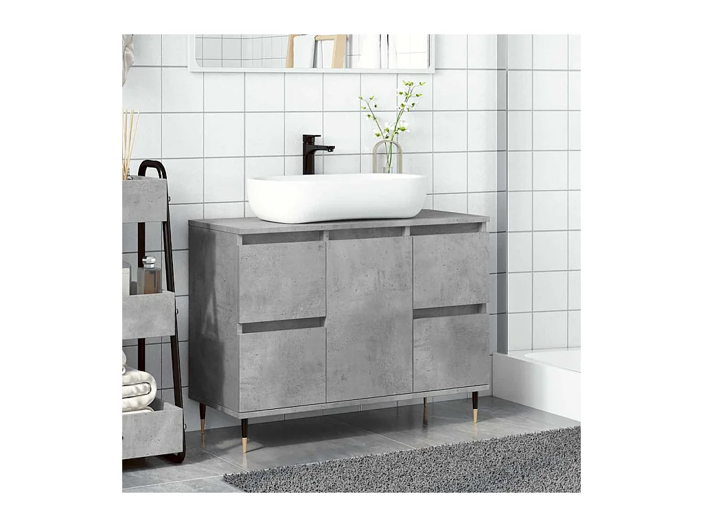 Betongrijs badkamermeubel 80x33x60cm bewerkt hout