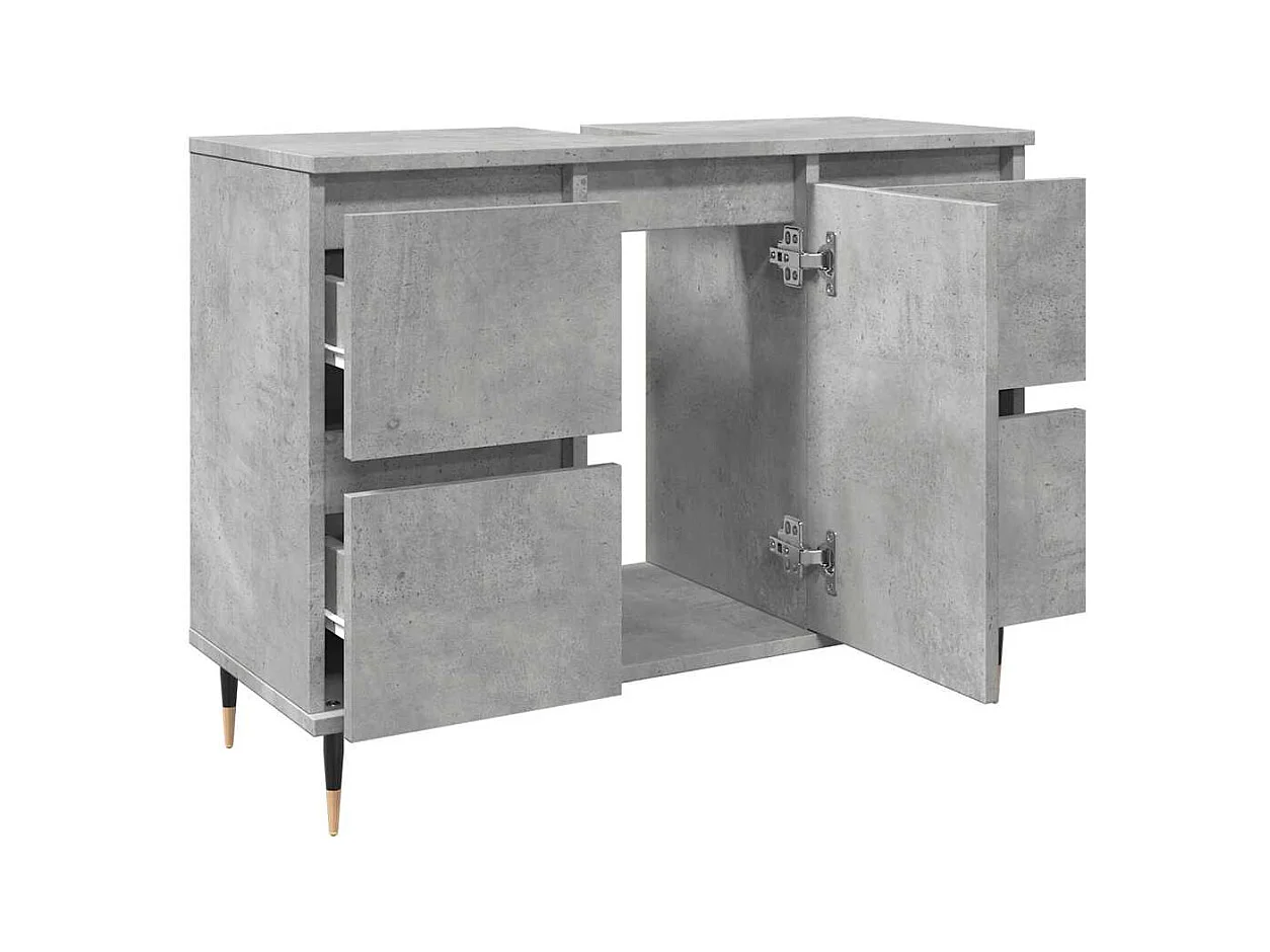 Betongrijs badkamermeubel 80x33x60cm bewerkt hout