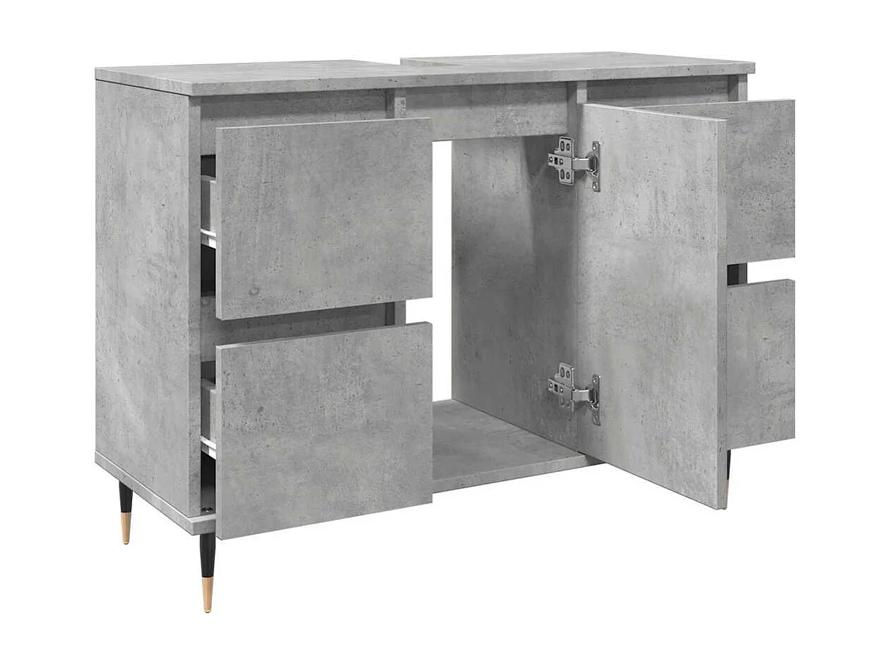 Armoire salle de bain gris béton 80x33x60cm bois d'ingénierie