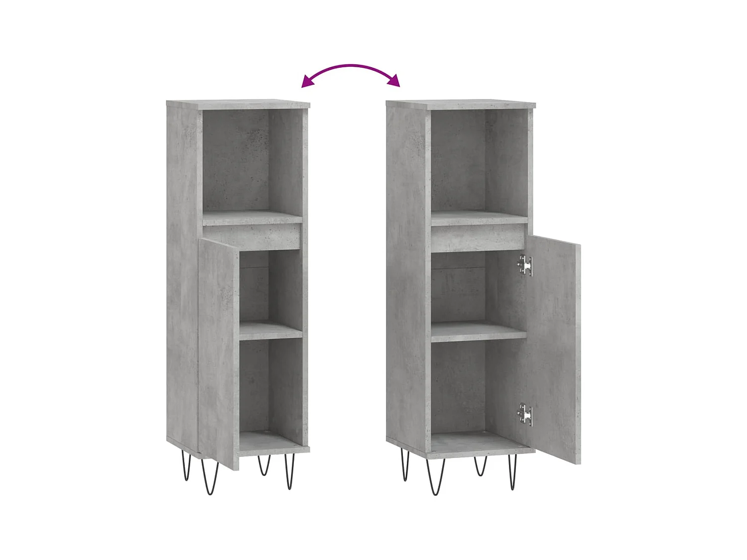 Mueble de baño gris hormigón 30x30x100 cm