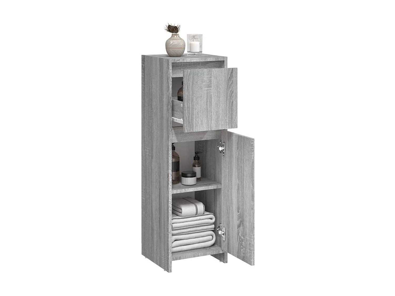 Mueble de baño Sonoma gris 30x30x95 cm Madera de ingeniería