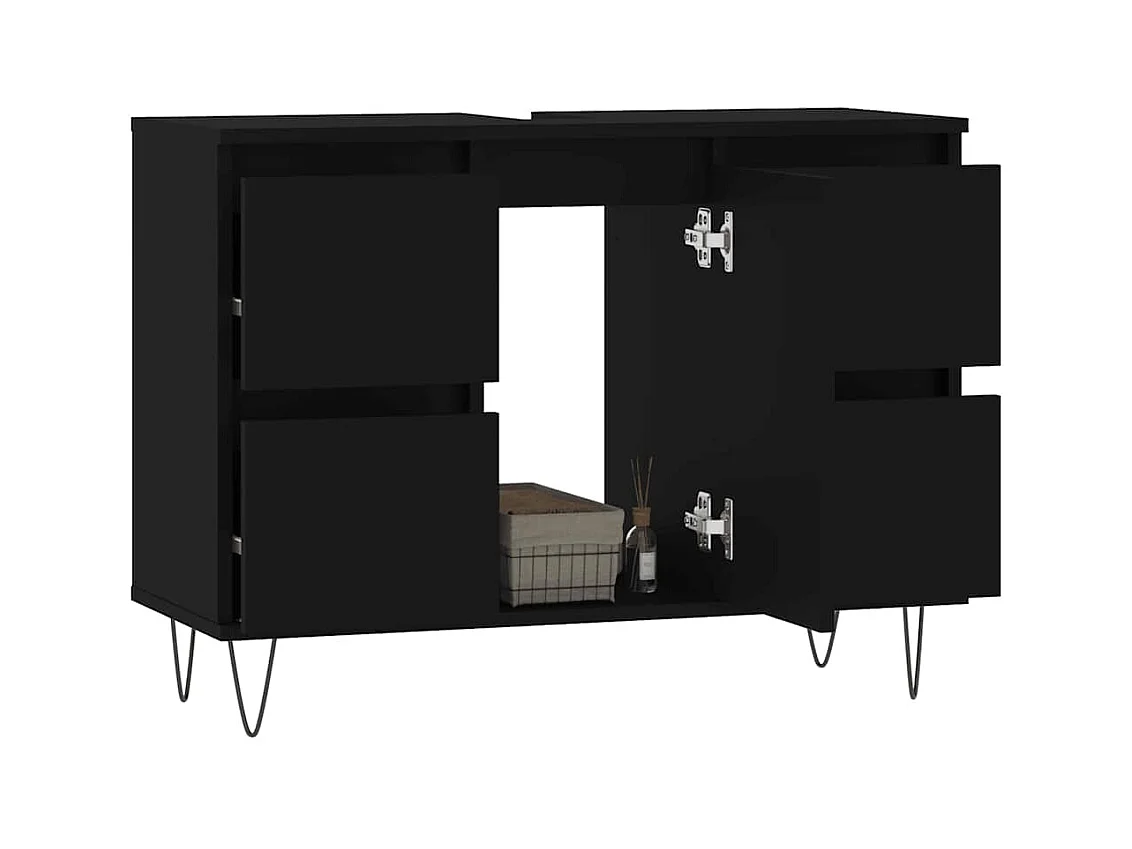 Zwarte badkamerkast 80x33x60 cm van bewerkt hout