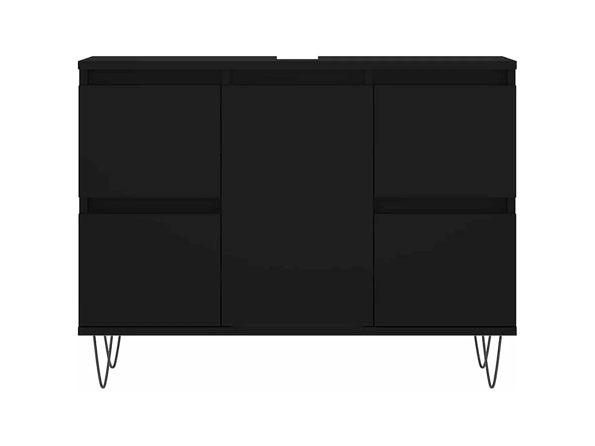 Zwarte badkamerkast 80x33x60 cm van bewerkt hout