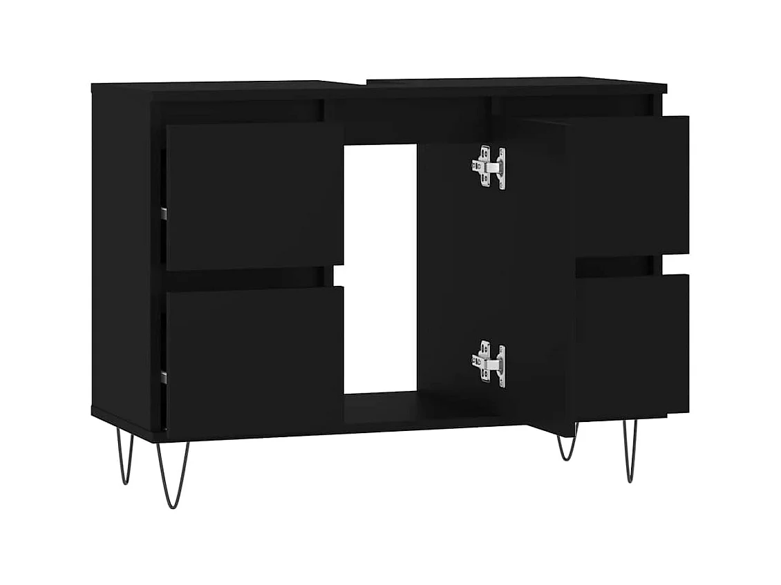 Zwarte badkamerkast 80x33x60 cm van bewerkt hout