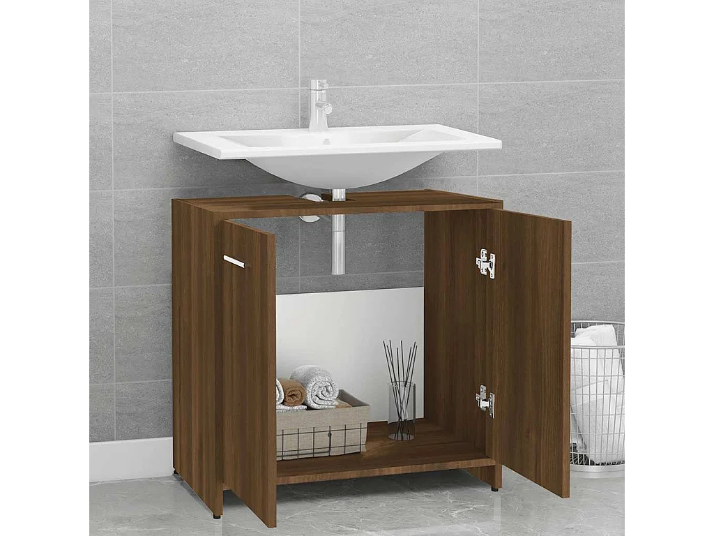 Mueble de baño Roble marrón 60x33x60 cm Madera de ingeniería