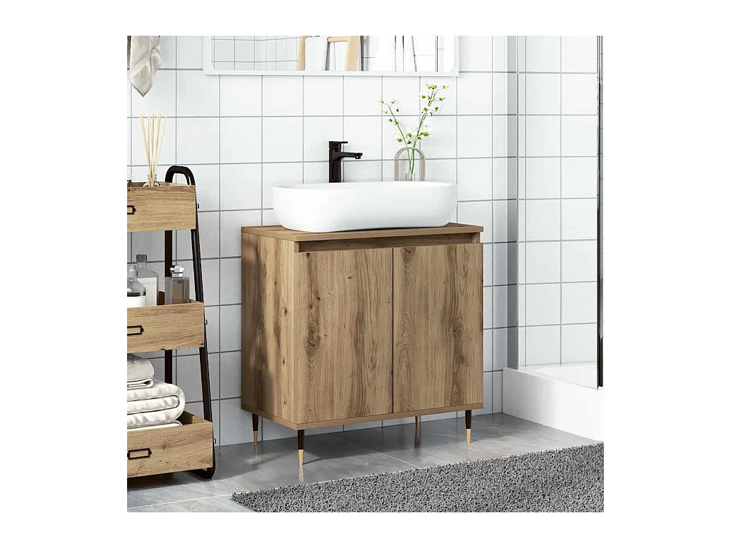 Mobile bagno in rovere lavorato a mano 58x33x60 cm