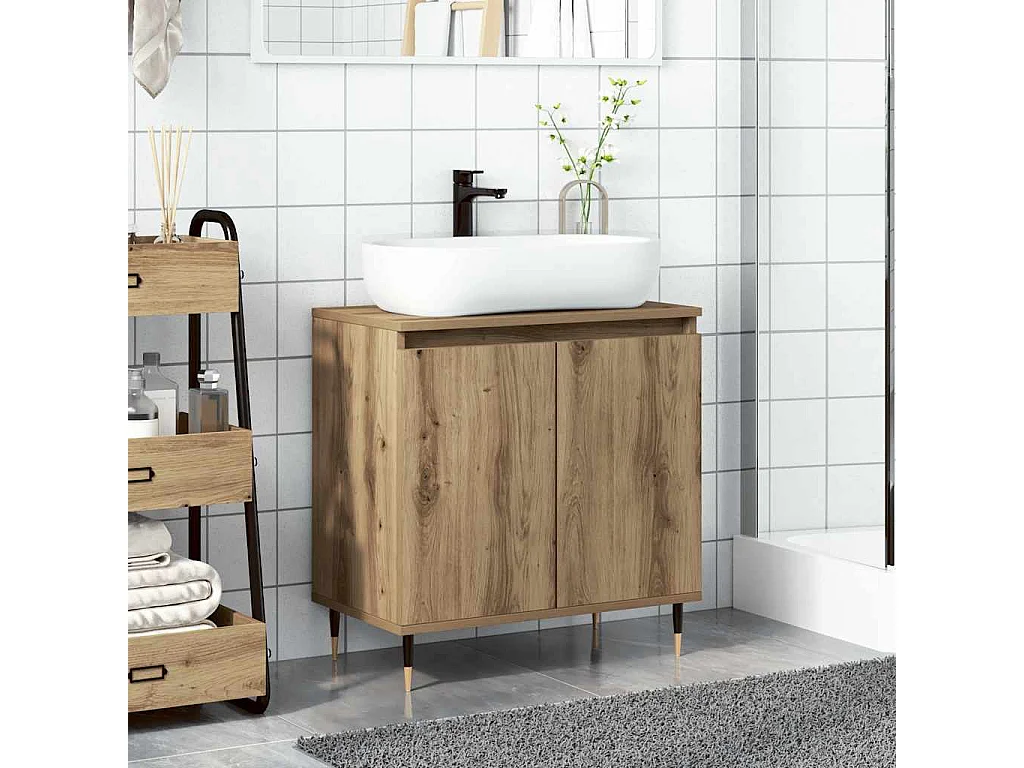 Armoire de salle de bain chêne artisanal 58x33x60 cm