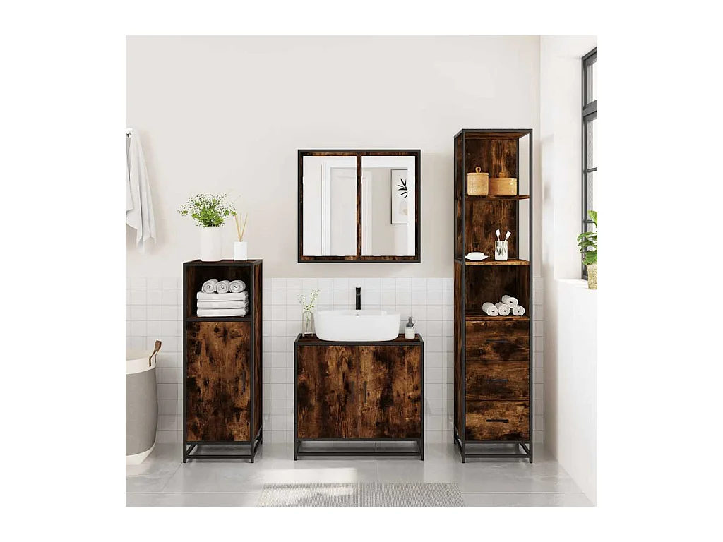 Mueble de baño roble ahumado 35x37,5x166 cm