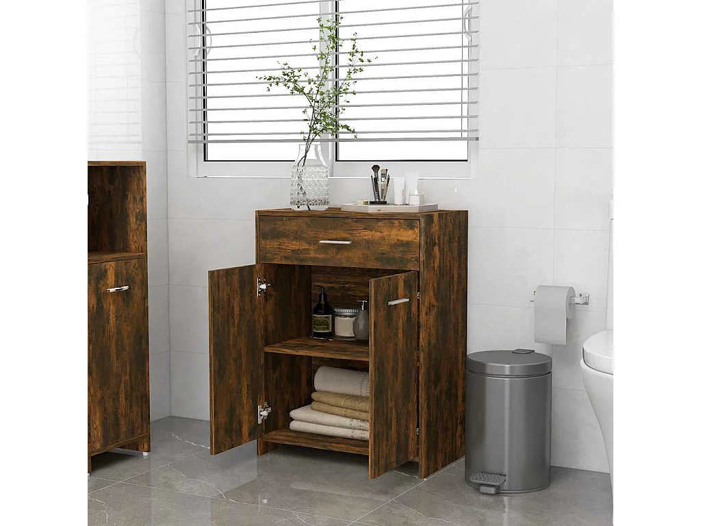 Mobile bagno in rovere affumicato 60x33x80 cm in legno ingegnerizzato