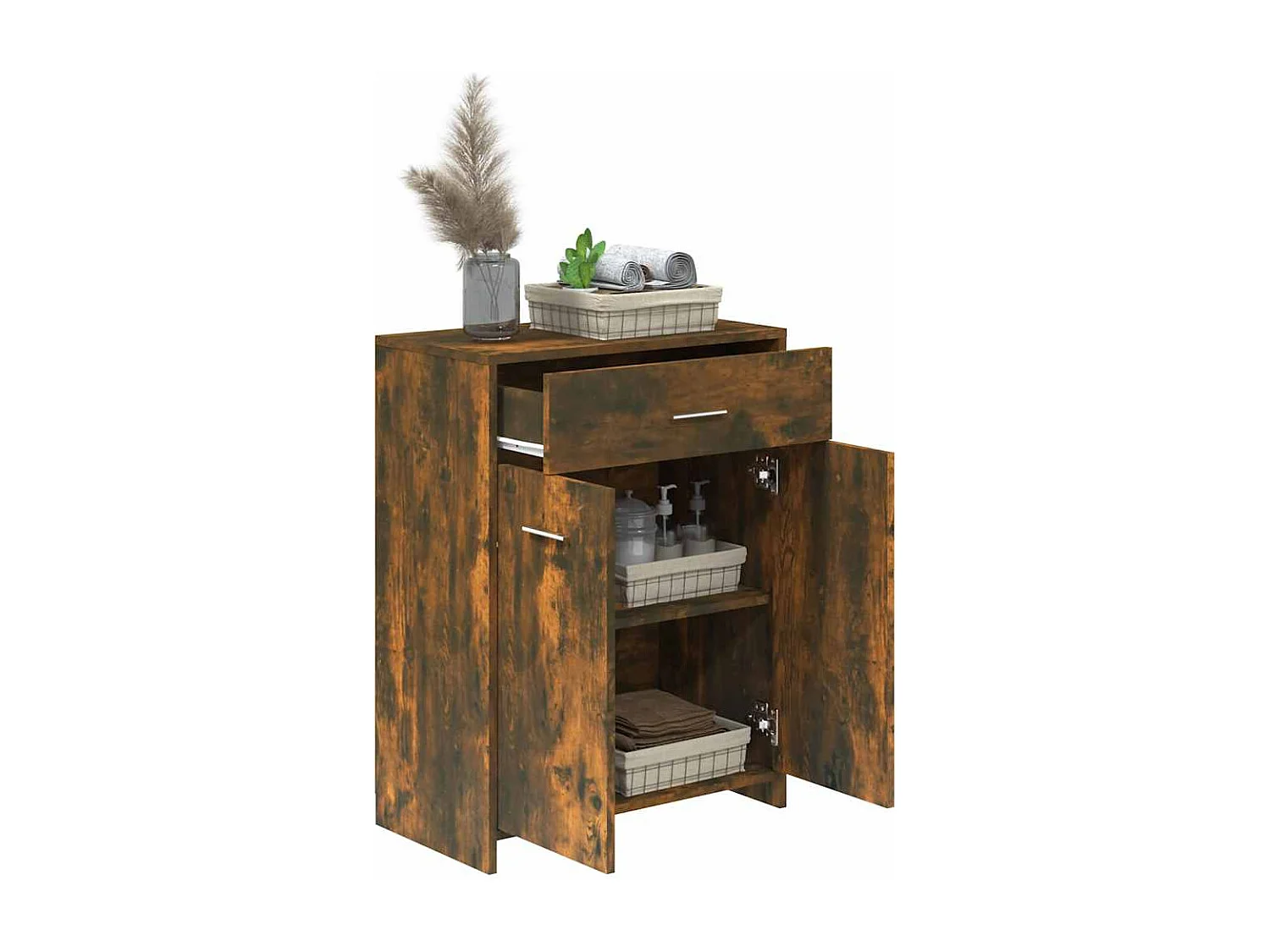 Mobile bagno in rovere affumicato 60x33x80 cm in legno ingegnerizzato