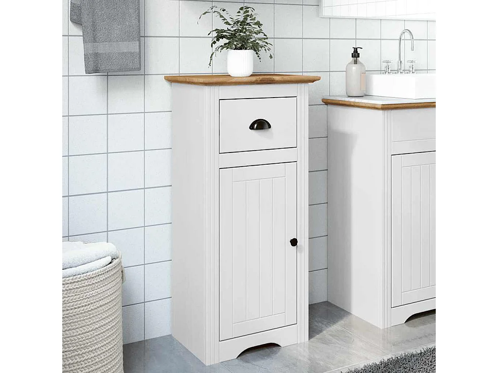 Armoire de salle de bain BODO blanc et marron 44x30x90 cm