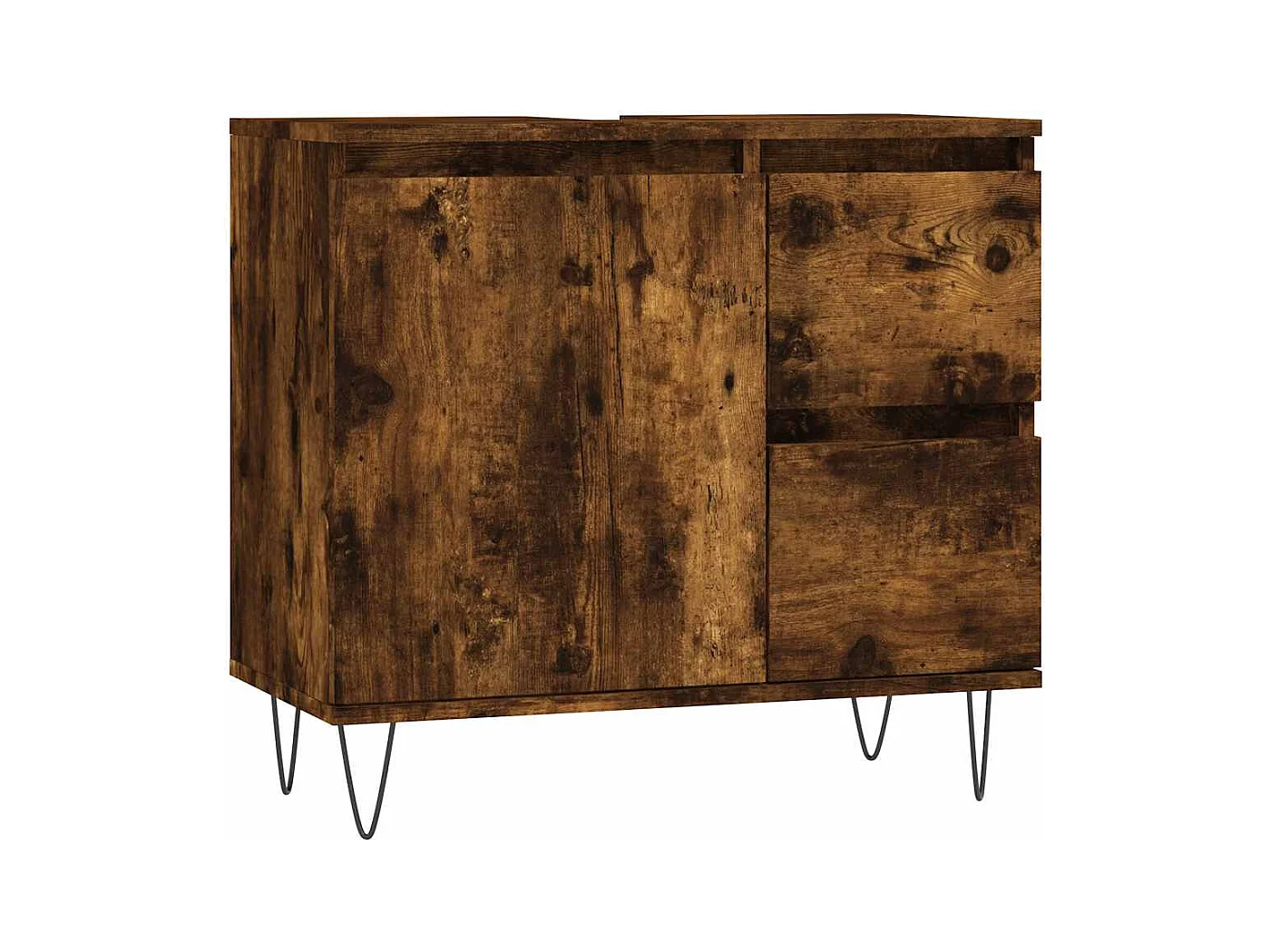 Gerookt eiken badkamermeubel 65x33x60 cm bewerkt hout