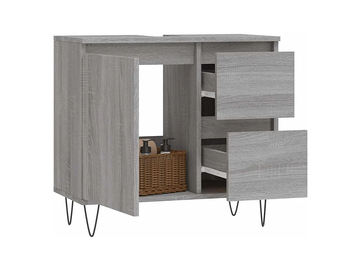 Mueble de baño Sonoma gris 65x33x60 cm madera de ingeniería