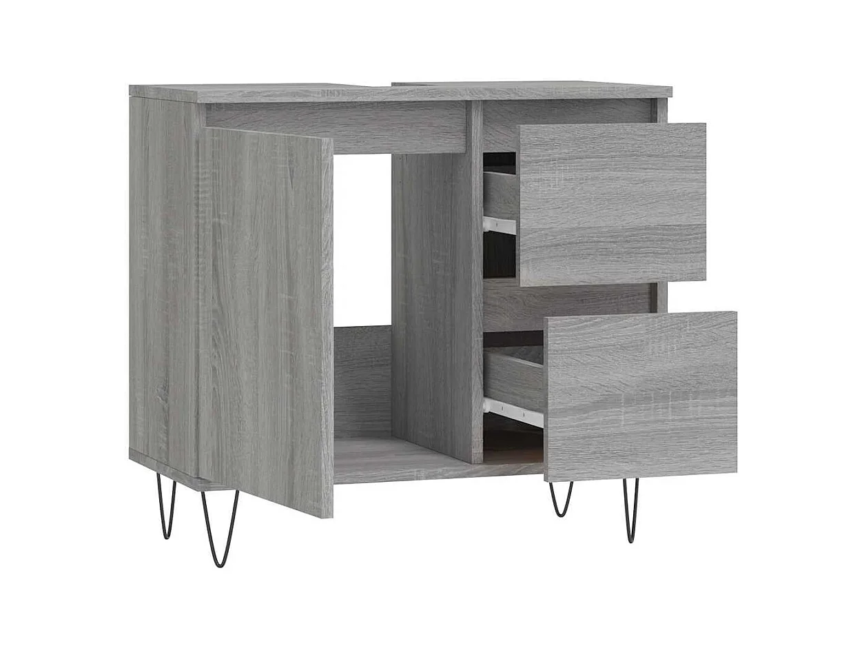 Mueble de baño Sonoma gris 65x33x60 cm madera de ingeniería