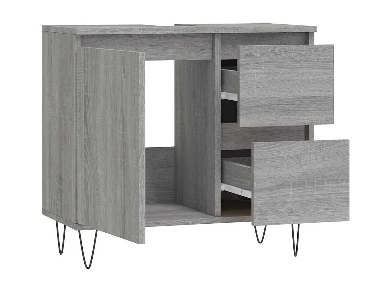 Mueble de baño Sonoma gris 65x33x60 cm madera de ingeniería