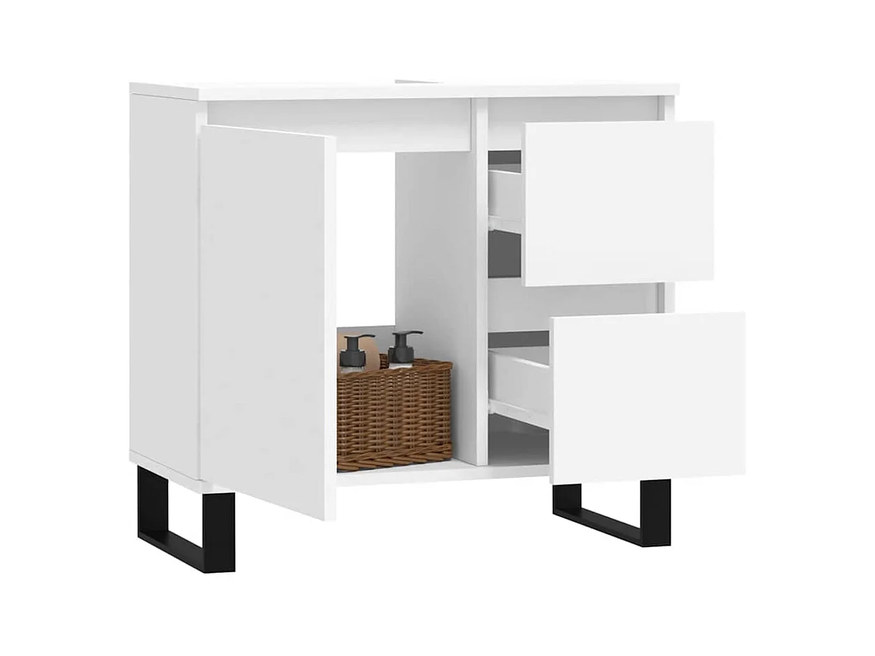 Witte badkamerkast 65x33x60 cm van bewerkt hout